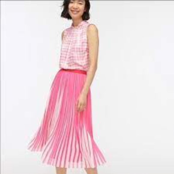 NWT J. Crew Pleated Midi Skirt with Peekaboo Stripe - Picture 1 of 5